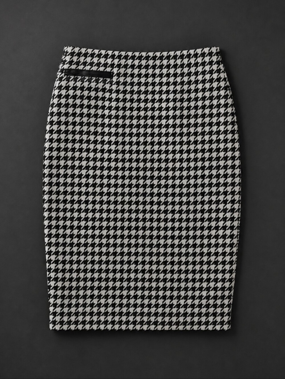 Cleo Black and White Houndstooth Skirt with Zip Detail